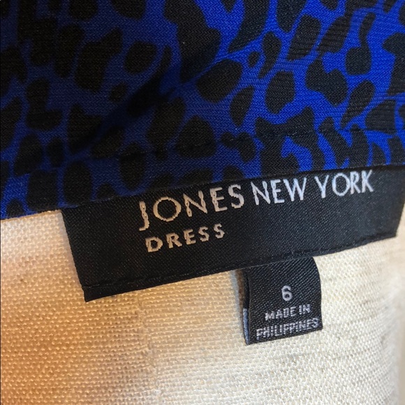 Jones New York blue black leopard faux wrap dress - Picture 5 of 6